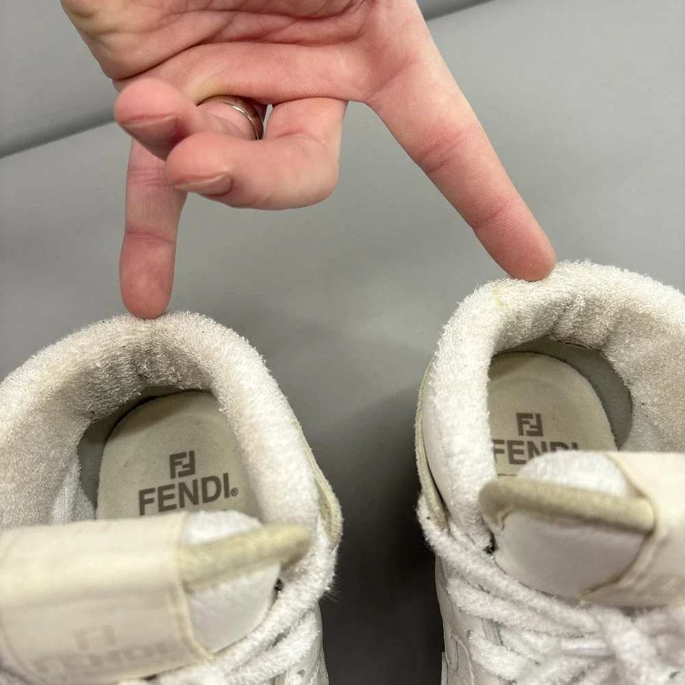 Fendi Shoes Sneakers Womens Size 6 Beige Cream Match High Top Made Italy 8E8358 - Picture 15 of 16